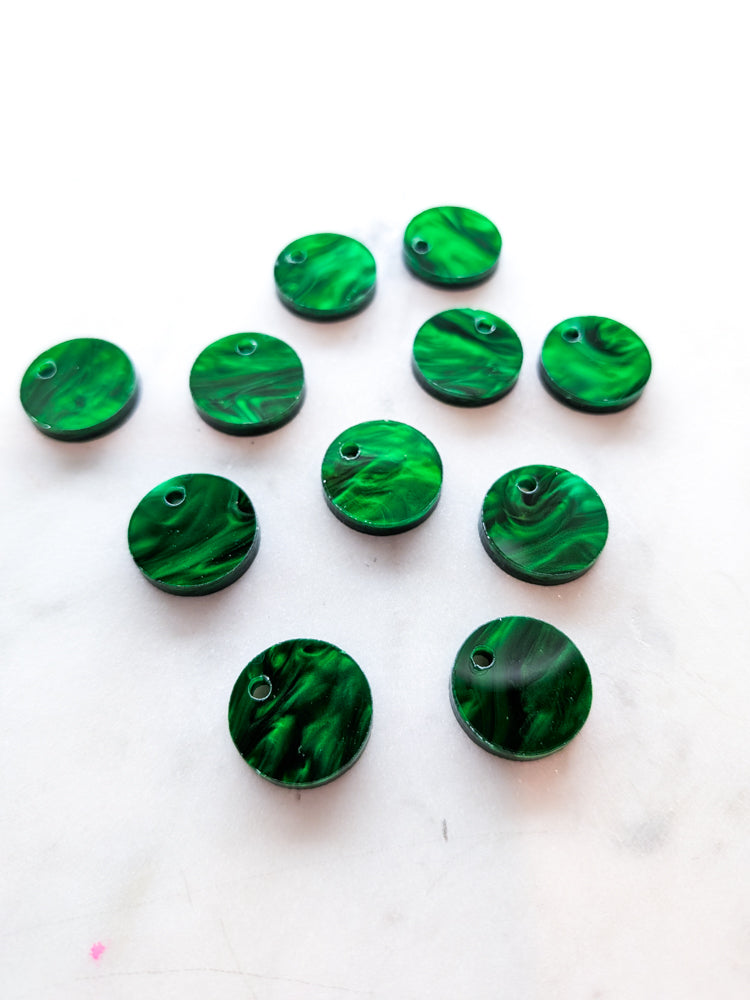 12.5mm or 15mm Slate Green Pearl Toppers/Studs- Various Pack Sizes