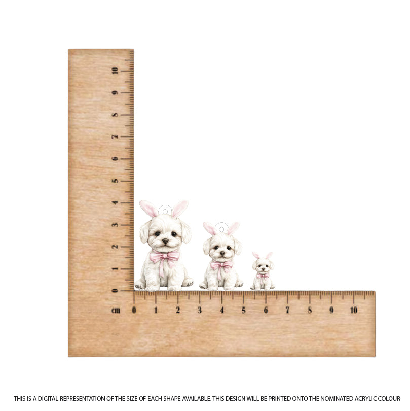 Easter Puppy Maltese printed on White Acrylic