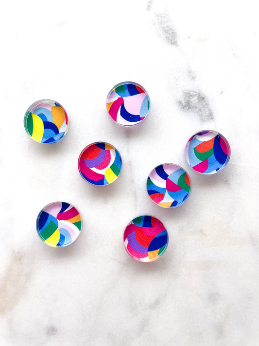 1.5cm Circle - Studs- Clear Acrylic - Abstract Art - 57