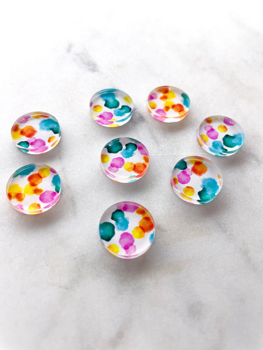 1.5cm Circle - Studs- Clear Acrylic - Watercolour - 68