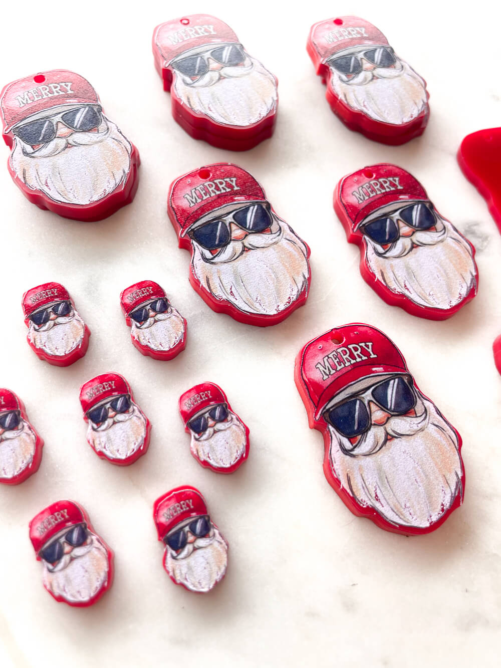 Studs - Hipster Santa on Red Acrylic