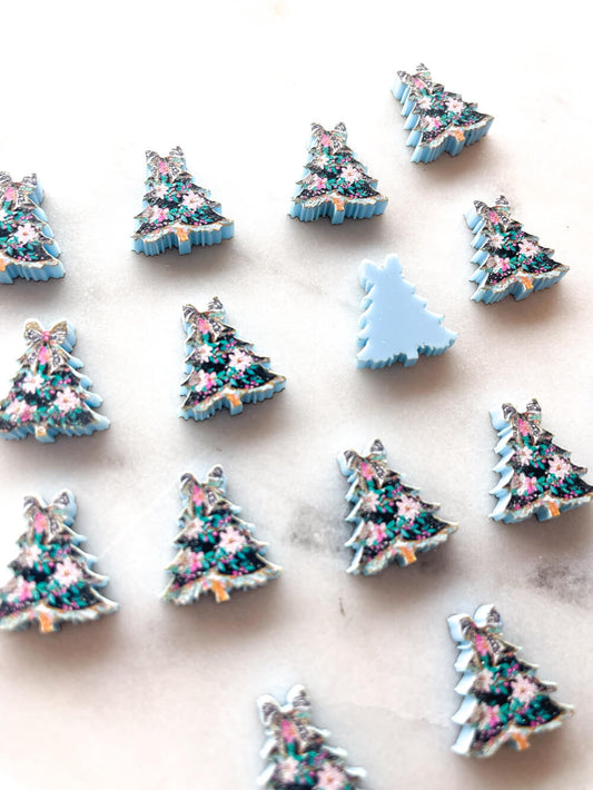 Studs - Brushstroke Christmas Tree 8 on Pastel Blue Acrylic