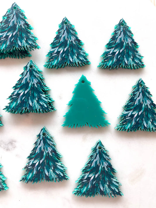 Large - Brushtroke Christmas Tree 4 on Deep Green Acrylic