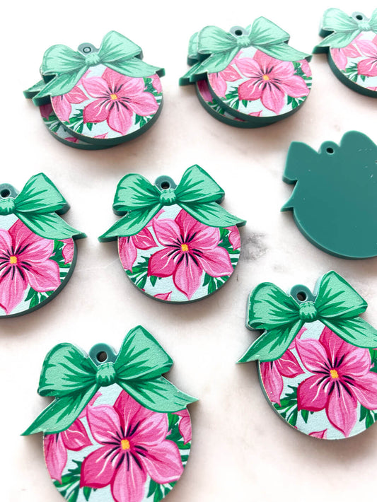 Large - Hawaiian Bauble on Forest Green Acrylic