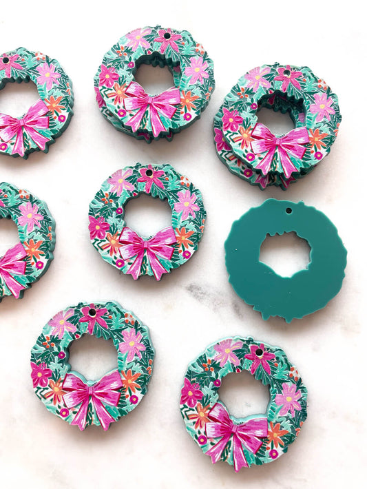 Large - Flower Wreath on Forest Green Acrylic