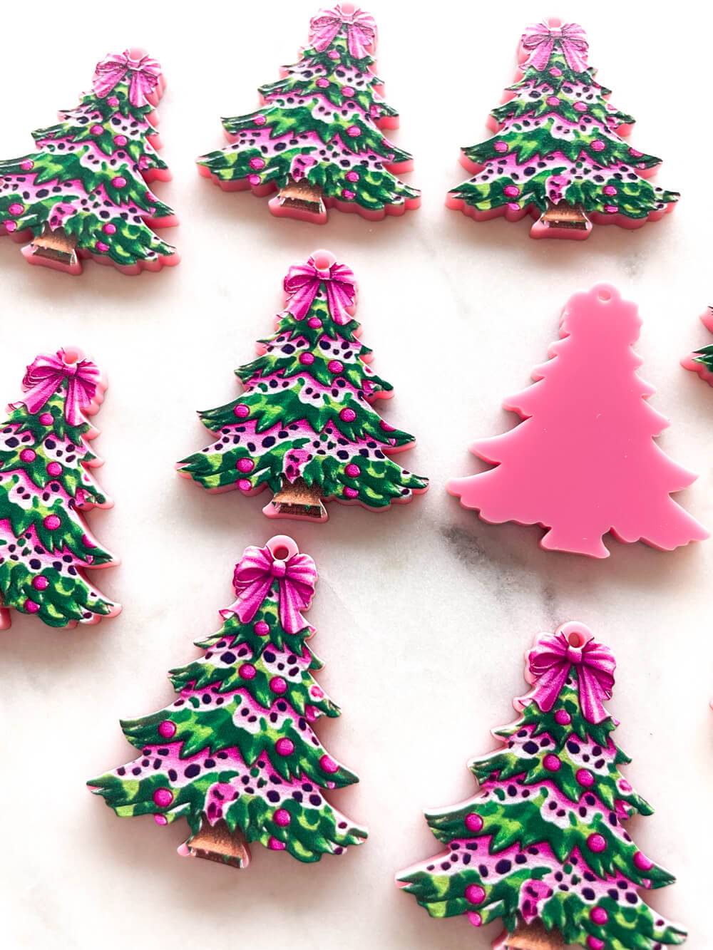 Leopard Christmas Tree on Pink Acrylic - Various Sizes