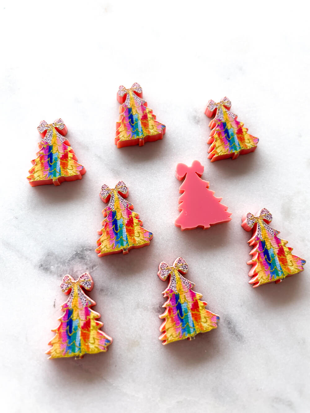 Studs - Brushtroke Christmas Tree 13 on Peach Acrylic