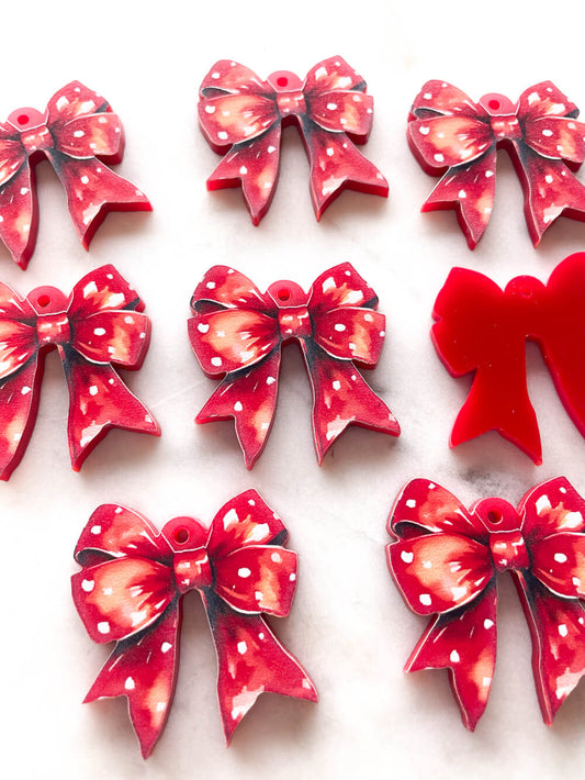 Large - Red Bow on Red Acrylic