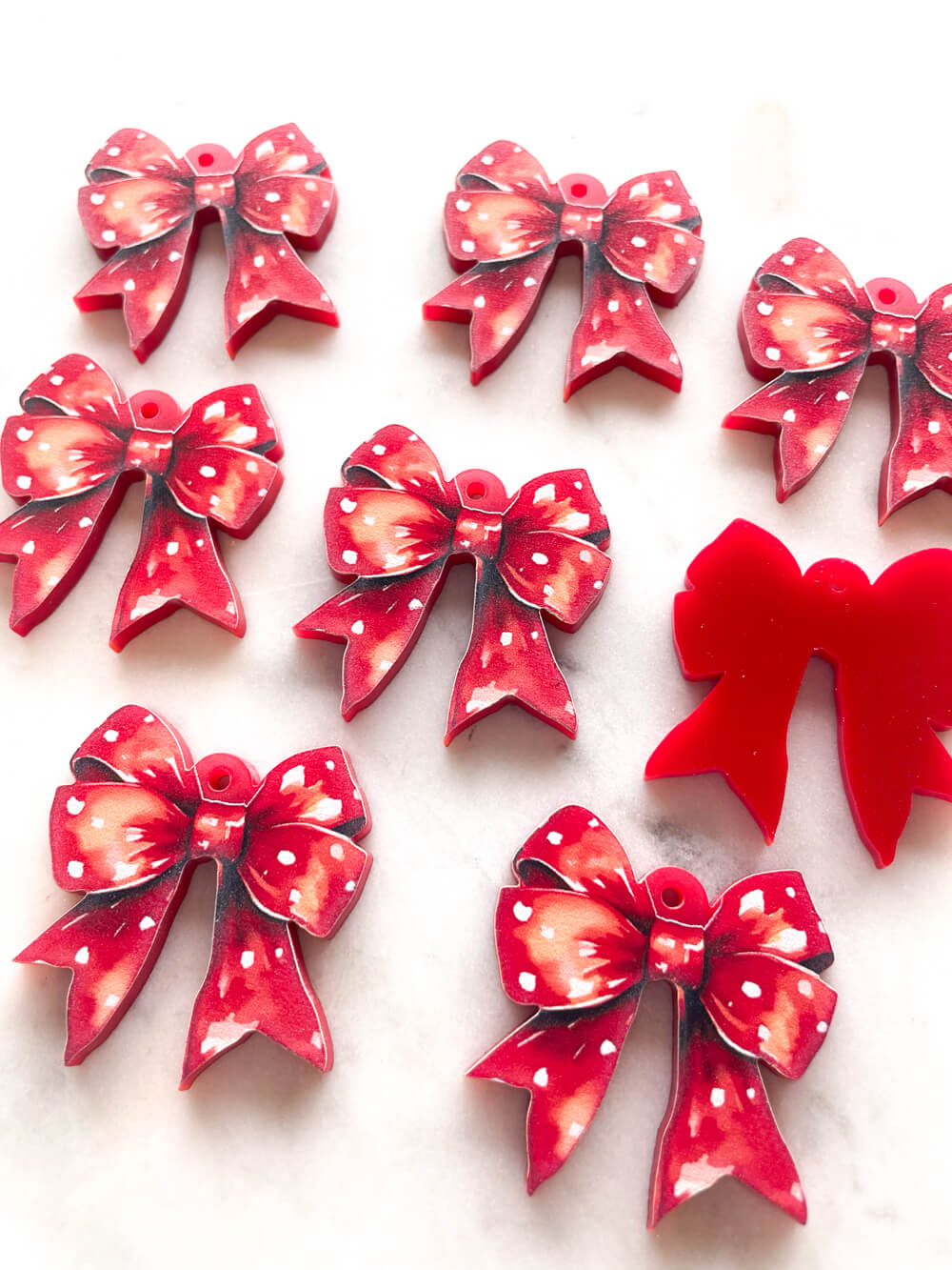 Red Bow on Red Acrylic - Various Sizes