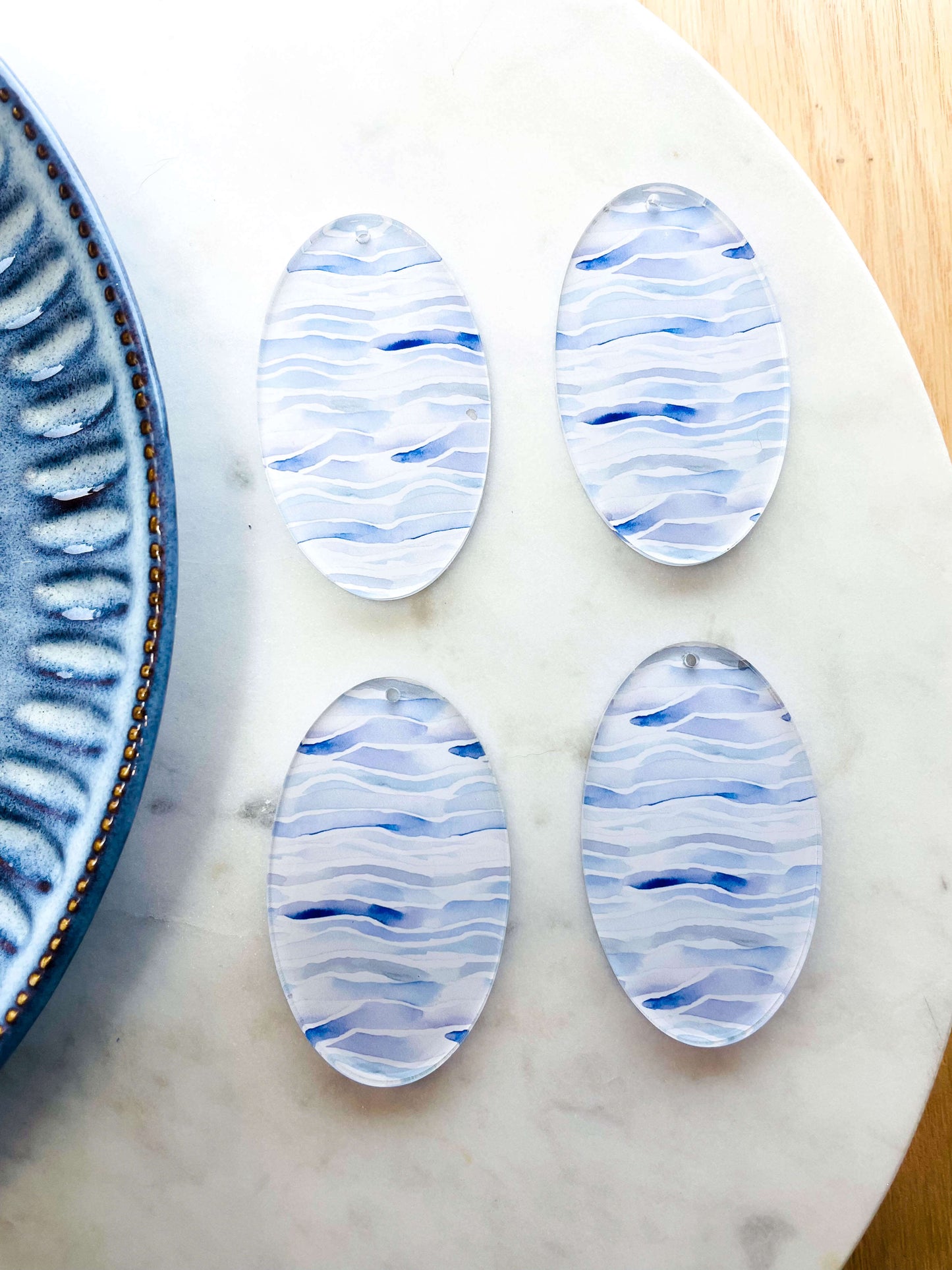 Large Oval - Clear Acrylic - Shibori - 12