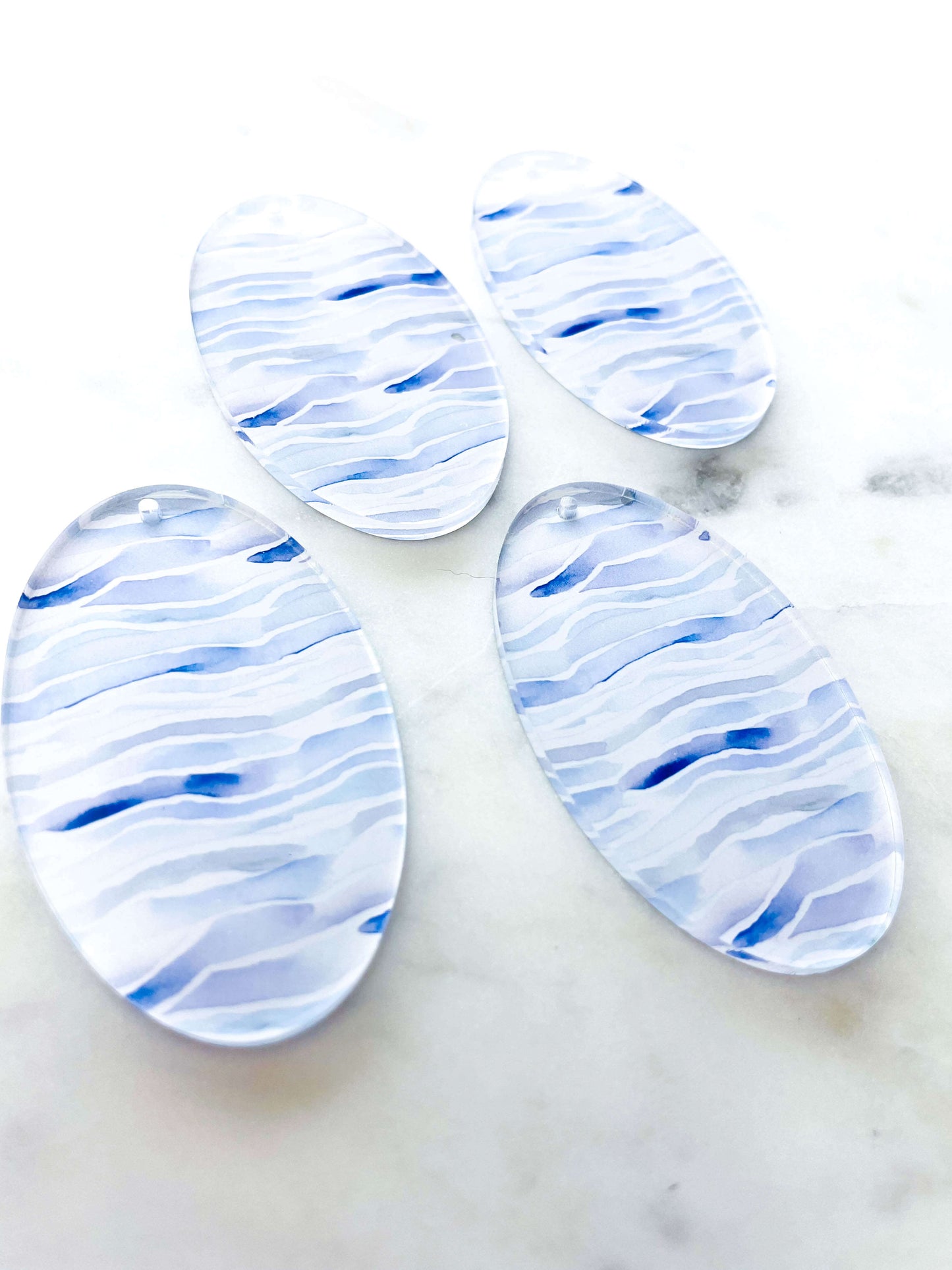 Large Oval - Clear Acrylic - Shibori - 12