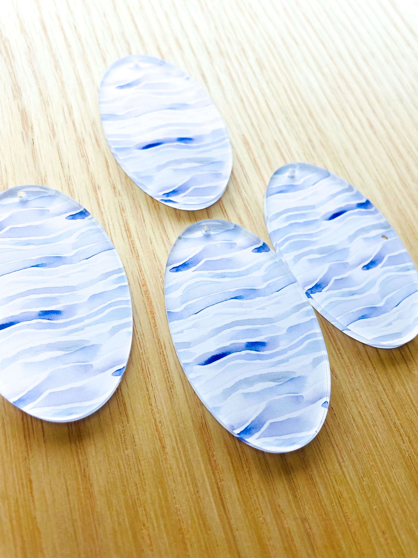 Large Oval - Clear Acrylic - Shibori - 12