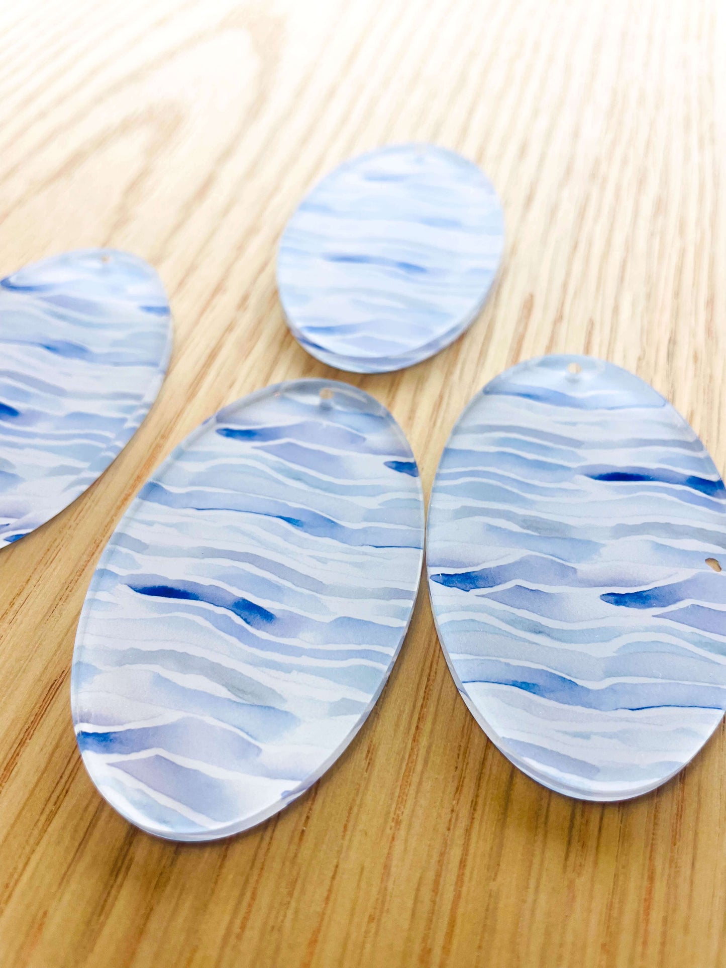 Large Oval - Clear Acrylic - Shibori - 12