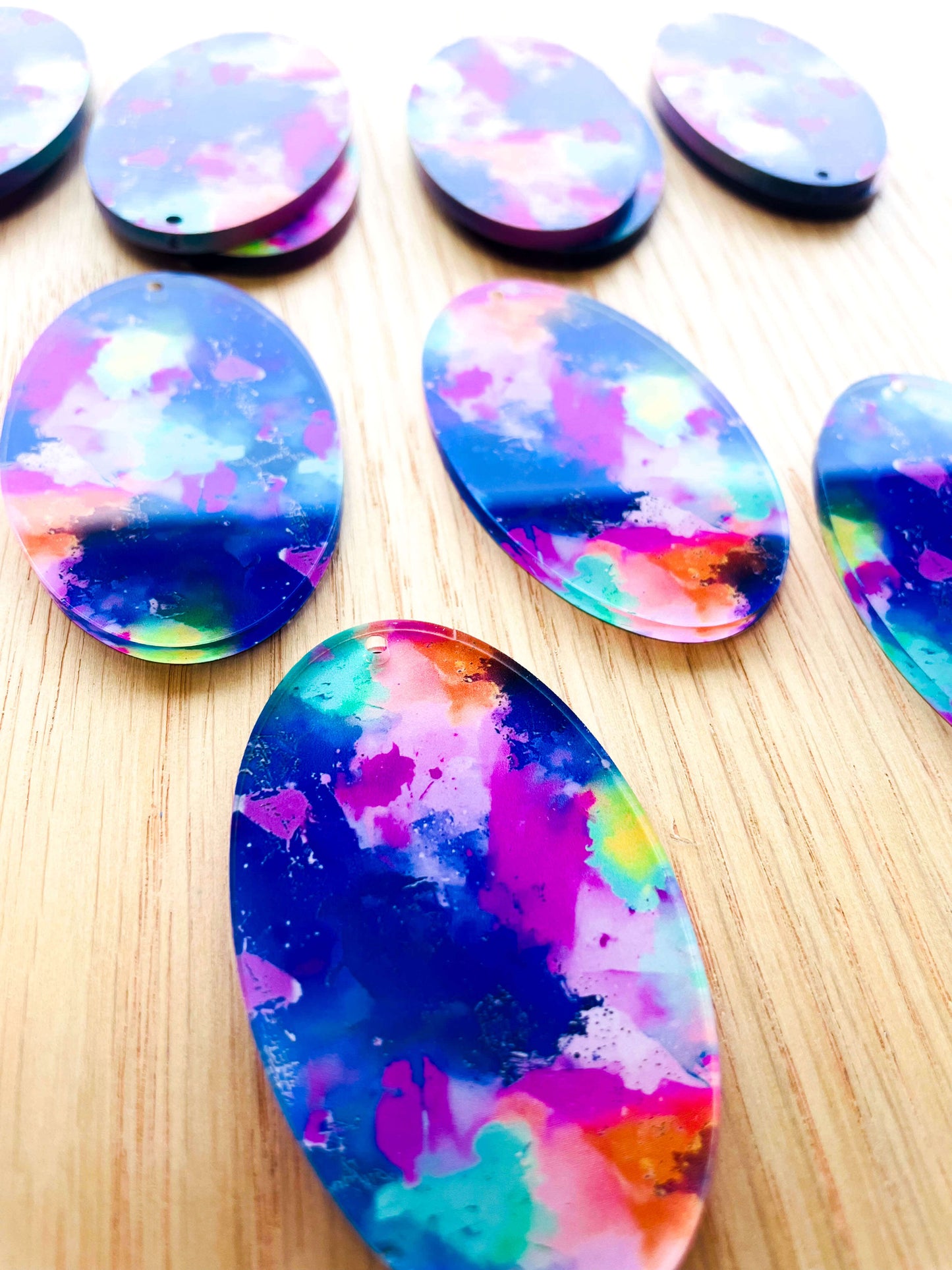 Clear Acrylic - Large Oval - Neon Splash - 02