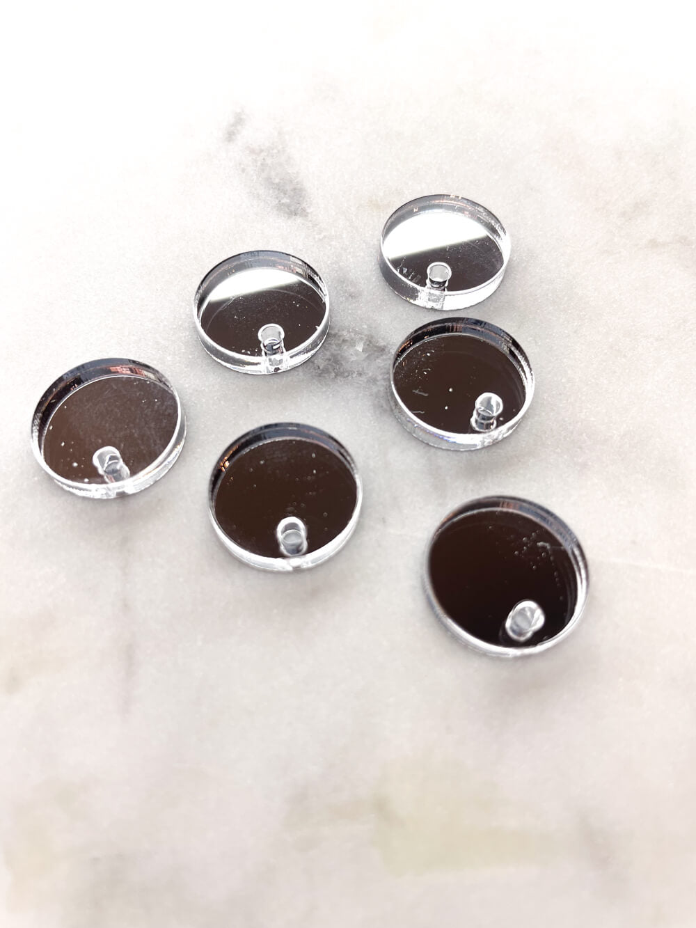 12.5mm or 15mm Silver Mirror Circle Toppers/Studs- Various Pack Sizes