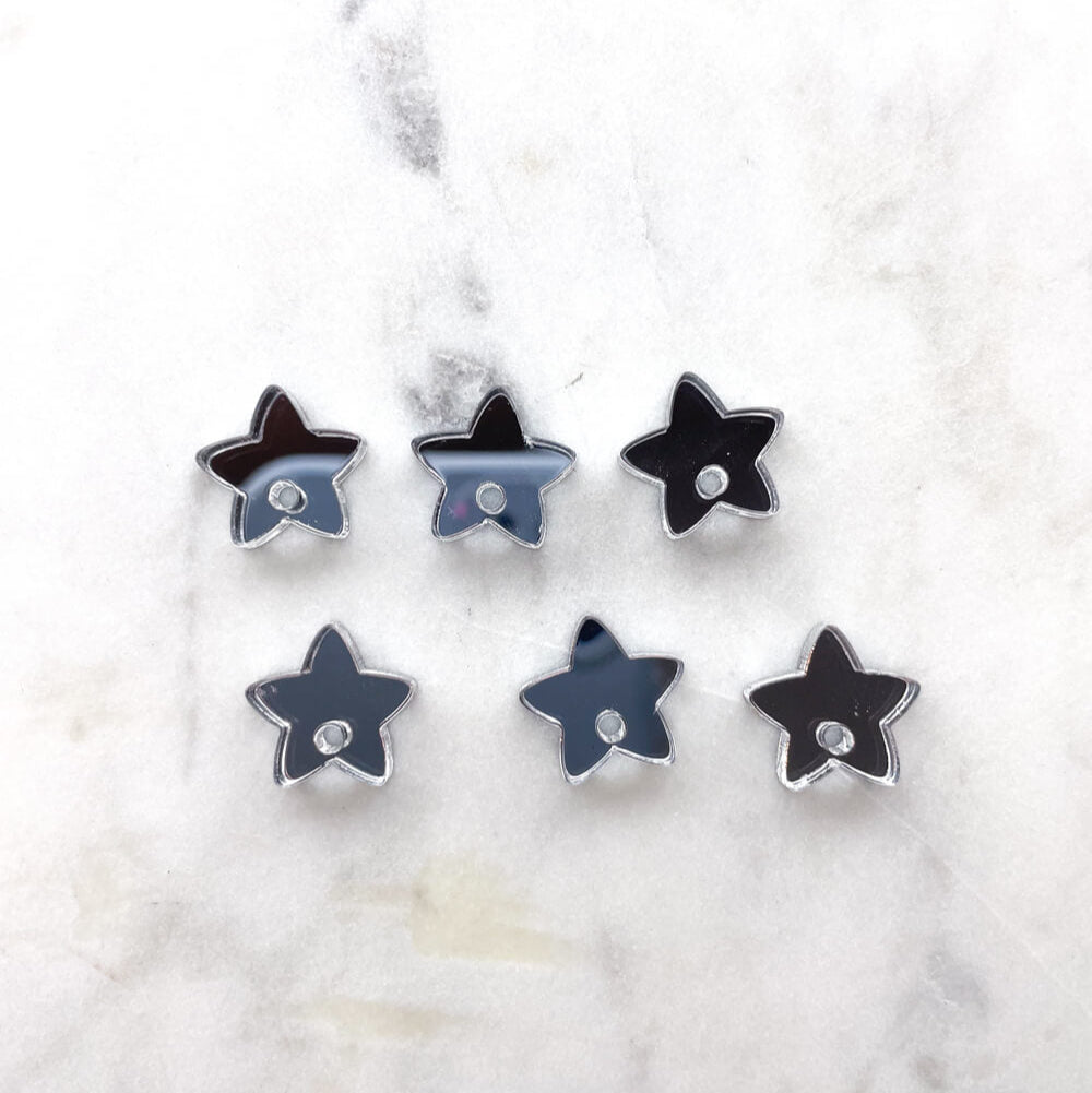 12.5mm or 15mm Silver Mirror Star Toppers/Studs- Various Pack Sizes
