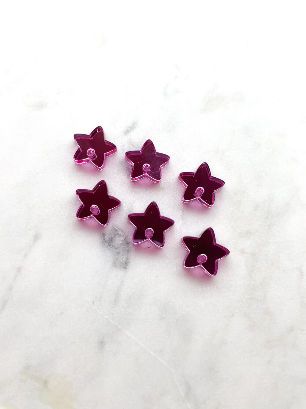 15mm Bright Pink Mirror Star Toppers/Studs