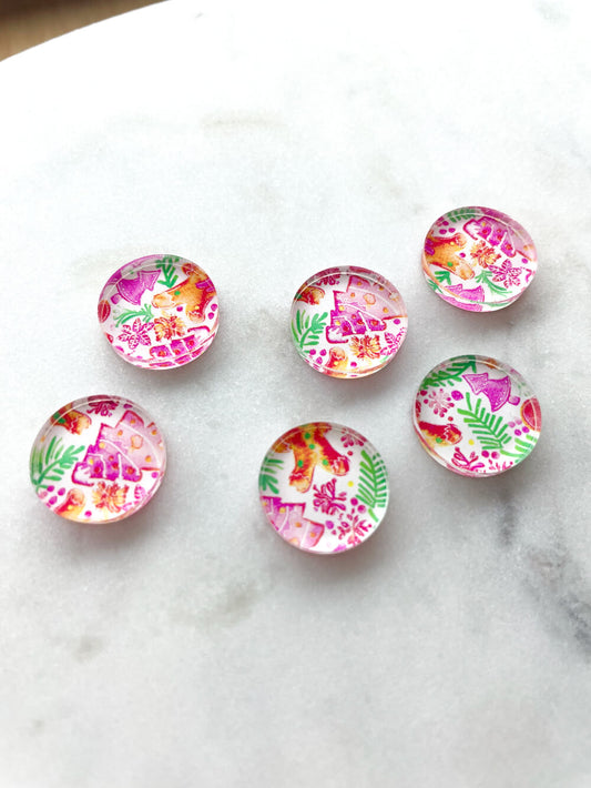 1.5cm Circle - Studs- Clear Acrylic - Christmas - 154