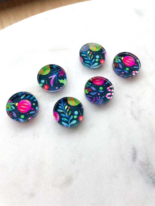 1.5cm Circle - Studs- Clear Acrylic - Christmas - 30
