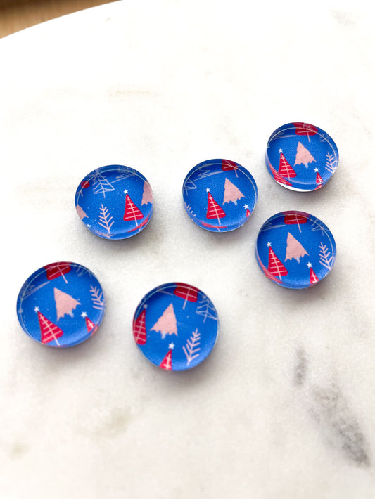 1.5cm Circle - Studs- Clear Acrylic - Christmas - 122
