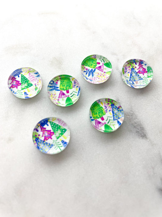 1.5cm Circle - Studs- Clear Acrylic - Christmas - 195