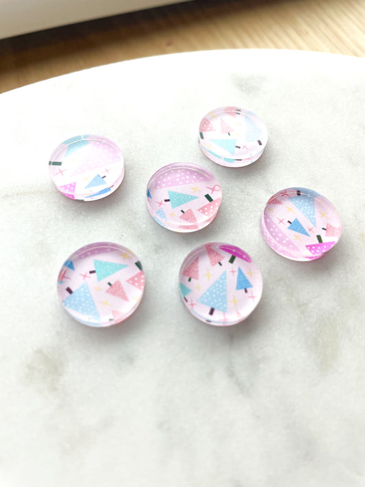 1.5cm Circle - Studs- Clear Acrylic - Christmas - 309