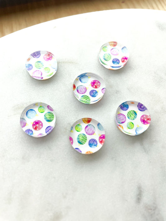 1.5cm Circle - Studs- Clear Acrylic - Christmas - 02