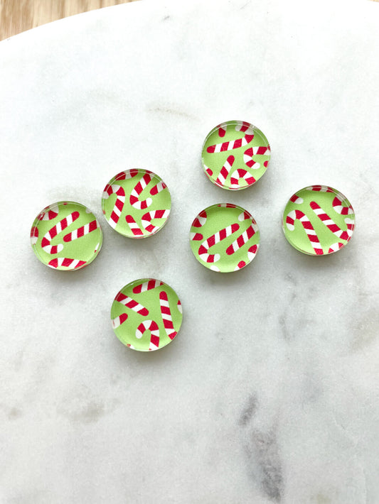 1.5cm Circle - Studs- Clear Acrylic - Christmas - 318