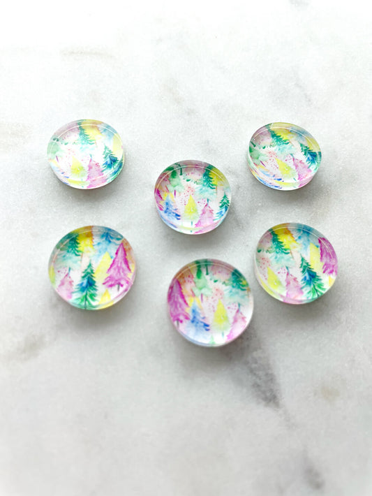 1.5cm Circle - Studs- Clear Acrylic - Christmas - 01