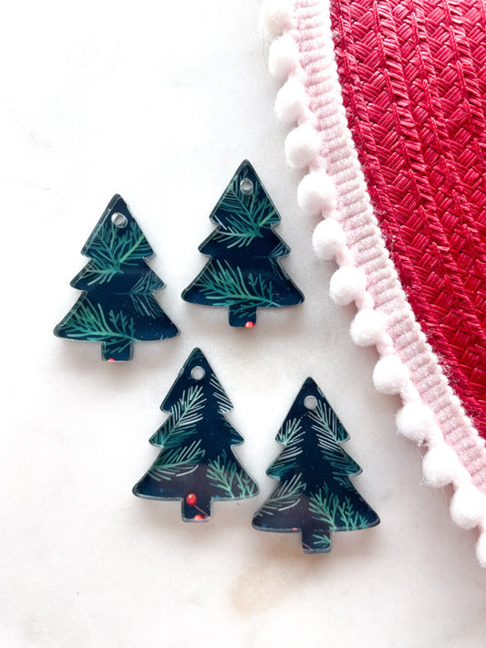 Clear Acrylic - 3cm Christmas Tree - 1 Hole - Christmas - 80