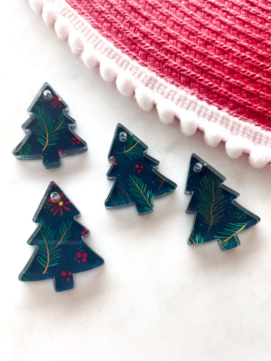 Clear Acrylic - 3cm Christmas Tree - 1 Hole - Christmas - 77