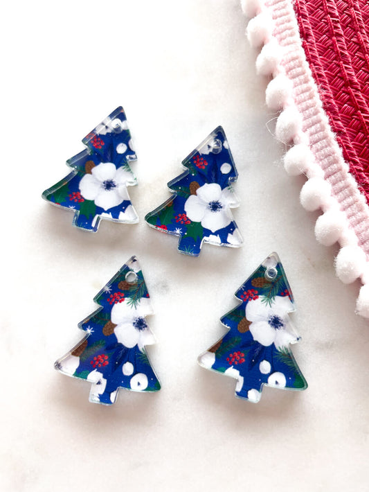 Clear Acrylic - 3cm Christmas Tree - 1 Hole - Christmas - 82