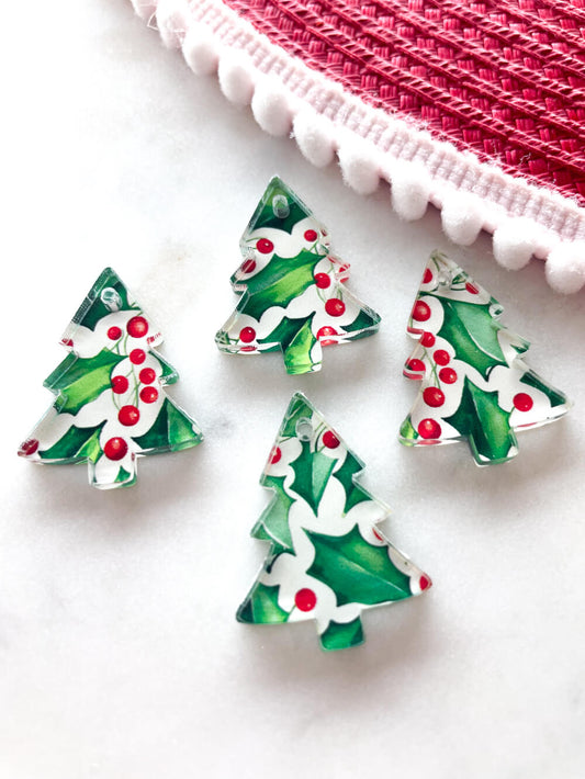 Clear Acrylic - 3cm Christmas Tree - 1 Hole - Christmas - 84