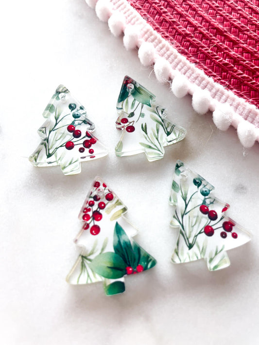 Clear Acrylic - 3cm Christmas Tree - 1 Hole - Christmas - 129