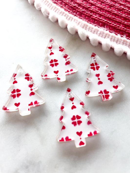 Clear Acrylic - 3cm Christmas Tree - 1 Hole - Christmas - 47