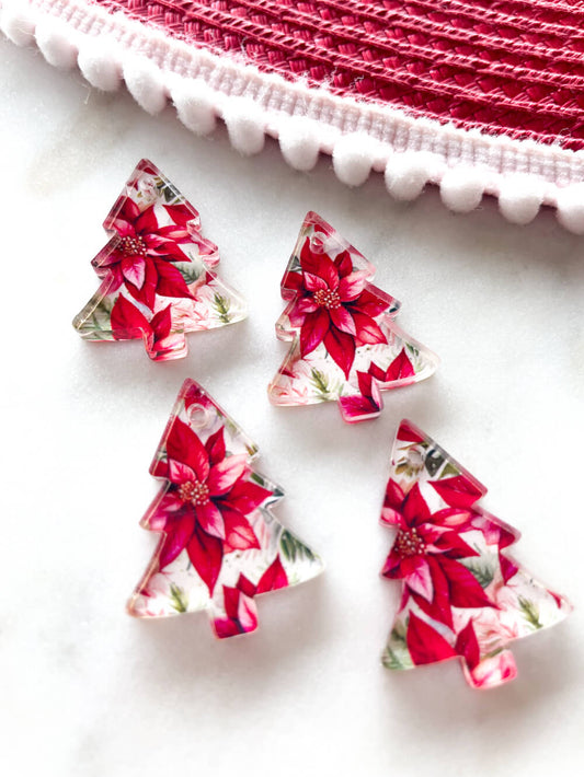 Clear Acrylic - 3cm Christmas Tree - 1 Hole - Christmas - 128