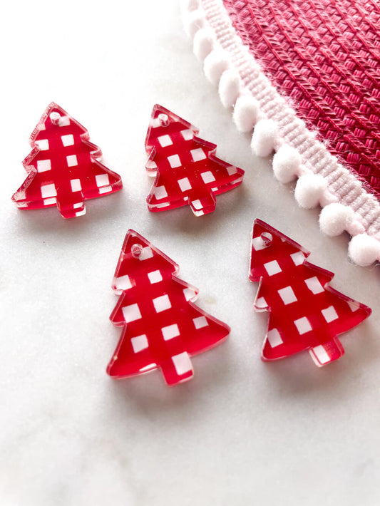 Clear Acrylic - 3cm Christmas Tree - 1 Hole - Christmas - 16