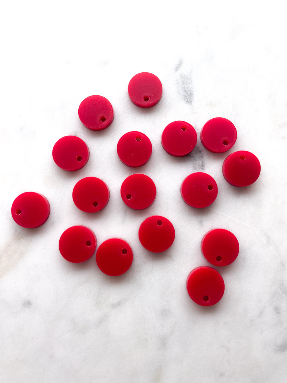 12.5mm or 15mm Red Circle Toppers/Studs - Various pack sizes