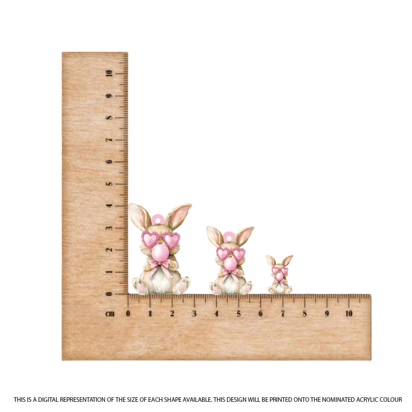 Easter Bunny 8 printed on Pastel Pink Acrylic