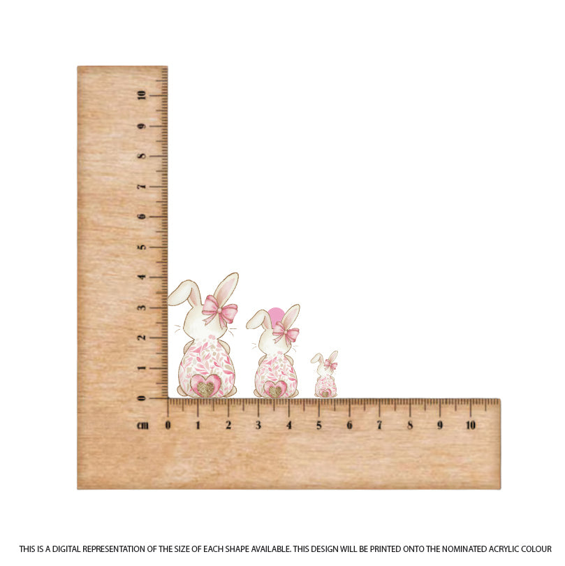 Easter Bunny Bums 2 printed on Pink Acrylic