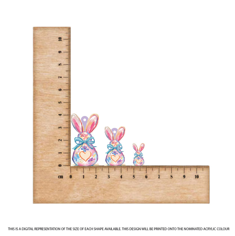 Easter Bunny Bums 8 printed on Lilac Acrylic