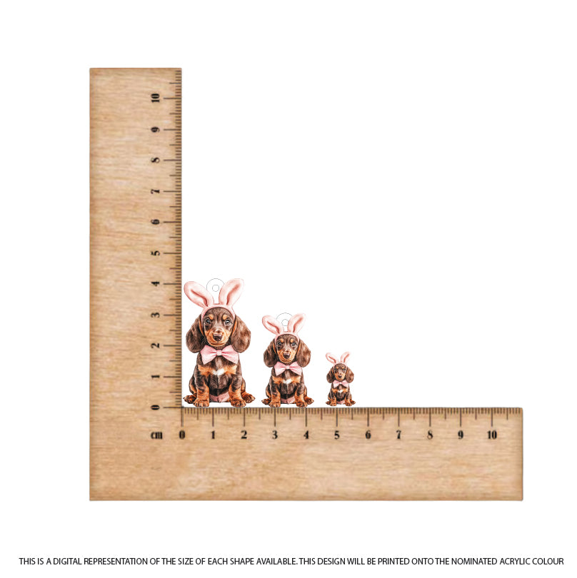 Easter Puppy Dachshund printed on White Acrylic