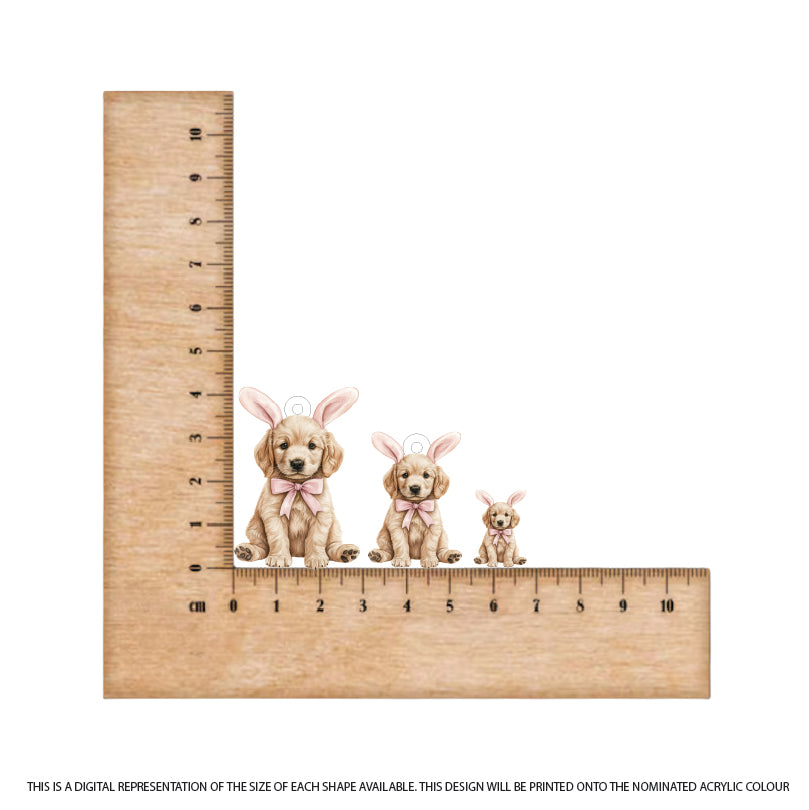 Easter Puppy Golden Retriever printed on White Acrylic