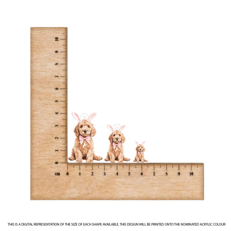 Easter Puppy Labradoodle printed on White Acrylic