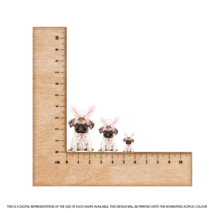 Easter Puppy Pug printed on White Acrylic