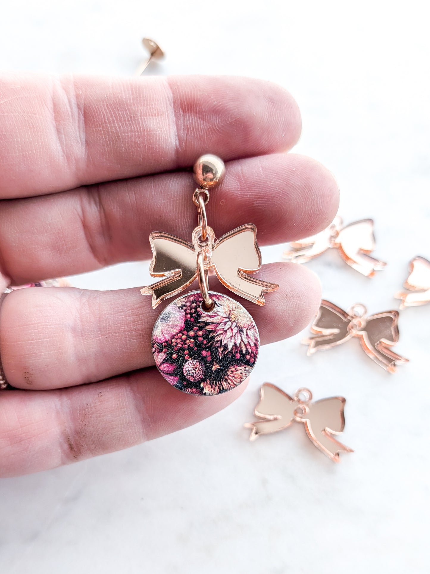 Australian Native Christmas Rose Gold Bauble Bow combo - 1pair (2pcs)