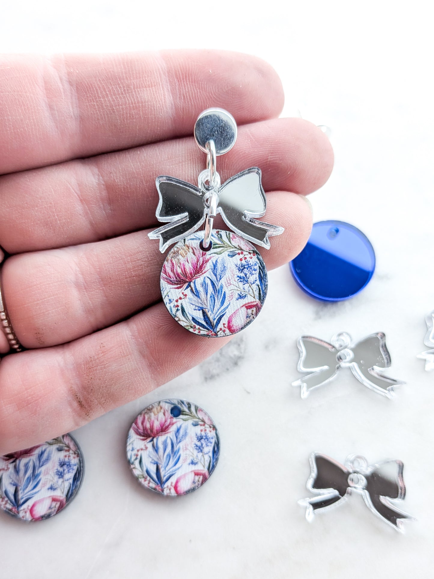 Australian Native Christmas Blue Bauble Bow combo - 1pair (2pcs)