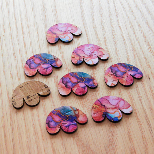 Cork - 30mm - Boho Flower 2  - Alcohol Ink - 08