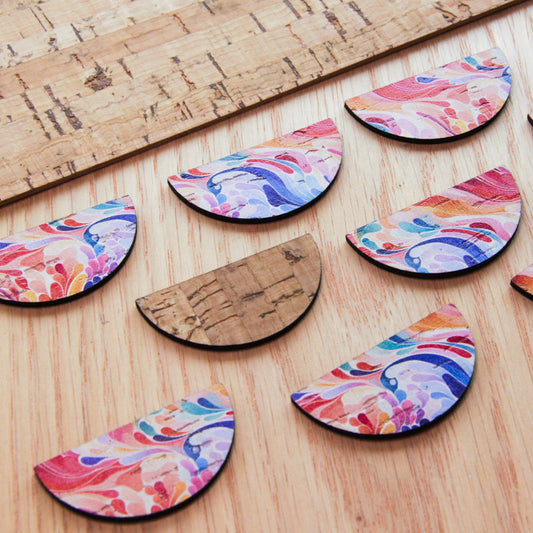 Cork - 40mm - Semi Circle  - Abstract Art - 03