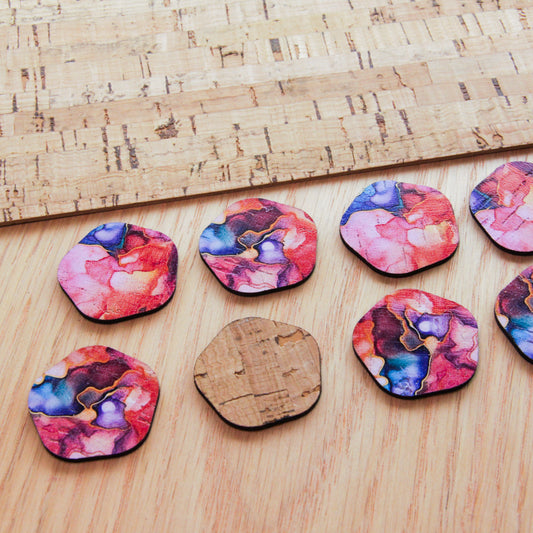 Cork - 30mm - Diamond  - Alcohol Ink- 08